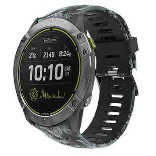 For Garmin Enduro 26mm Camouflage Printed Silicone Watch Band(Black+Digital  Camouflage)