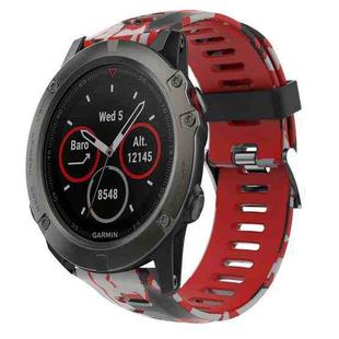 For Garmin Fenix 5X Sapphire 26mm Camouflage Printed Silicone Watch Band(Red+Army Camouflage)