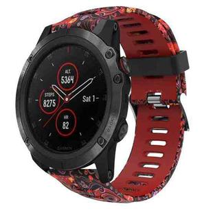 For Garmin Fenix 5X Plus 26mm Camouflage Printed Silicone Watch Band(Red+Jellyfish Camouflage)