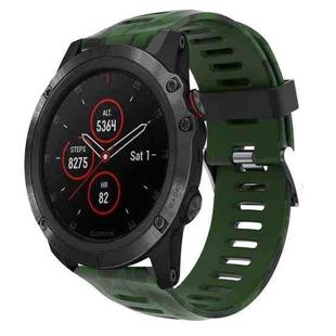 For Garmin Fenix 5X Plus 26mm Camouflage Printed Silicone Watch Band(Army Green+Army Camouflage)