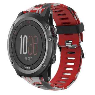For Garmin Fenix 3 26mm Camouflage Printed Silicone Watch Band(Red+Army Camouflage)