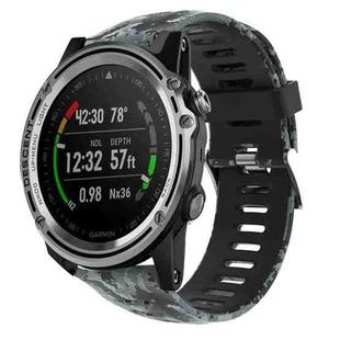 For Garmin Descent MK 1 26mm Camouflage Printed Silicone Watch Band(Black+Digital  Camouflage)