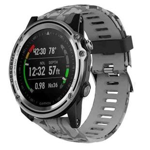 For Garmin Descent MK 1 26mm Camouflage Printed Silicone Watch Band(Grey+Army Camouflage)