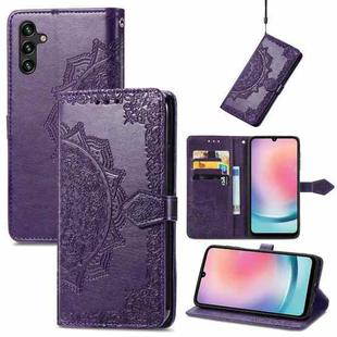 For Samsung Galaxy A24 4G Mandala Flower Embossed Leather Phone Case(Purple)