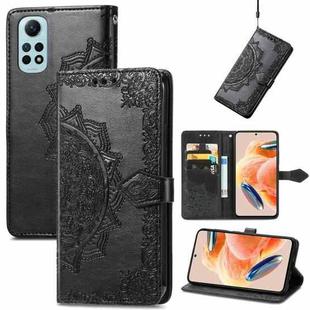 For Redmi Note 12 Pro 4G Mandala Flower Embossed Leather Phone Case(Black)