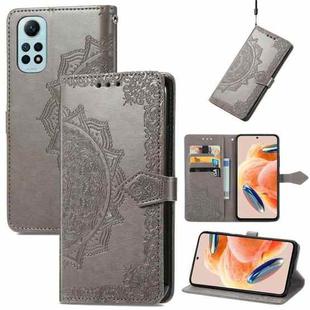 For Redmi Note 12 Pro 4G Mandala Flower Embossed Leather Phone Case(Gray)