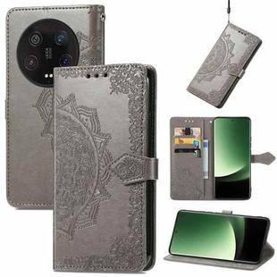 For Xiaomi 13 Ultra Mandala Flower Embossed Leather Phone Case(Gray)