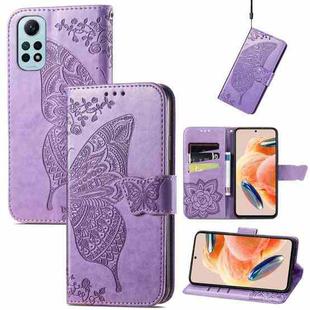 For Redmi Note 12 Pro 4G Butterfly Love Flower Embossed Leather Phone Case(Light Purple)