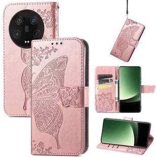 For Xiaomi 13 Ultra Butterfly Love Flower Embossed Leather Phone Case(Rose Gold)