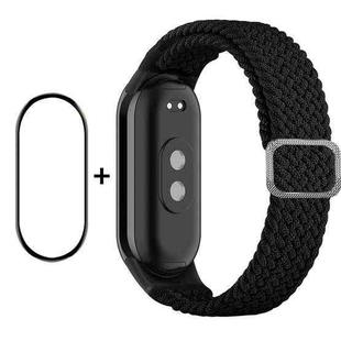 For Xiaomi Mi Band 8 ENKAY Hat-Prince 2 in 1 Set Full Coverage Screen Protector + Elastic Braided Nylon Watch Band(Black)