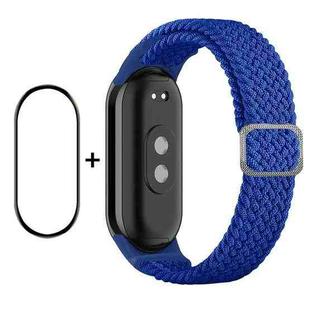 For Xiaomi Mi Band 8 ENKAY Hat-Prince 2 in 1 Set Full Coverage Screen Protector + Elastic Braided Nylon Watch Band(Blue)