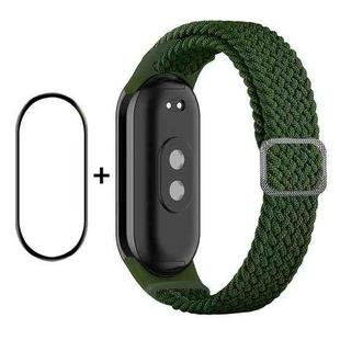 For Xiaomi Mi Band 8 ENKAY Hat-Prince 2 in 1 Set Full Coverage Screen Protector + Elastic Braided Nylon Watch Band(Green)