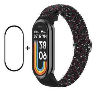 For Xiaomi Mi Band 8 ENKAY Hat-Prince 2 in 1 Set Full Coverage Screen Protector + Elastic Braided Nylon Watch Band(Starry Black)