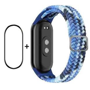 For Xiaomi Mi Band 8 ENKAY Hat-Prince 2 in 1 Set Full Coverage Screen Protector + Elastic Braided Nylon Watch Band(Colorful Blue)