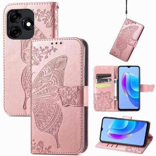 For Tecno Spark 10C Butterfly Love Flower Embossed Leather Phone Case(Rose Gold)