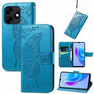 For Tecno Spark 10C Butterfly Love Flower Embossed Leather Phone Case(Blue)