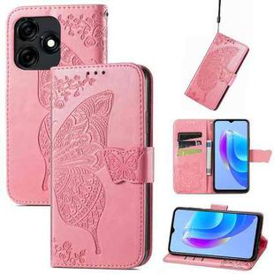 For Tecno Spark 10C Butterfly Love Flower Embossed Leather Phone Case(Pink)