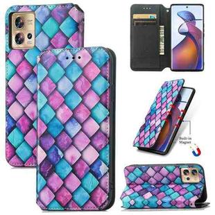 For Motorola Edge 30 Fusion CaseNeo Colorful Magnetic Leather Phone Case(Purple Scales)