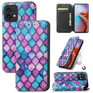 For For Motorola Moto X40 CaseNeo Colorful Magnetic Leather Phone Case(Purple Scales)