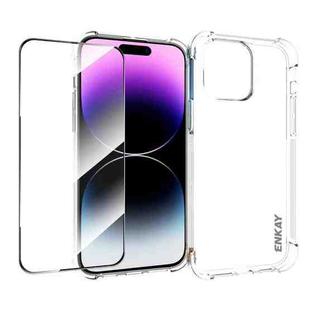 For iPhone 14 Pro Max ENKAY Hat-Prince Transparent TPU Shockproof Phone Case with Glass Film