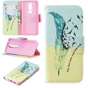 Colored Drawing Pattern Horizontal Flip Leather Case for Nokia 7.1,with Holder & Card Slots & Wallet(Feather Bird)