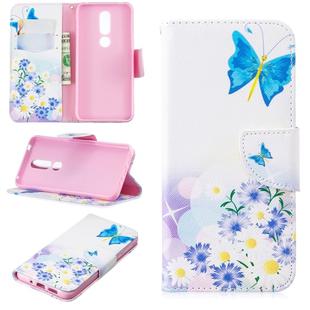 Colored Drawing Pattern Horizontal Flip Leather Case for Nokia 7.1,with Holder & Card Slots & Wallet(Butterfly Love)
