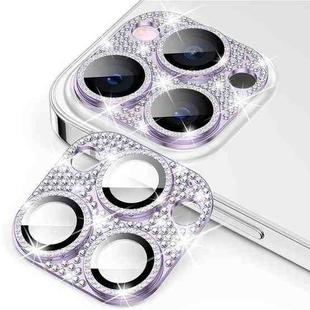 For iPhone 12 Pro Max ENKAY Blink Diamond Camera Aluminium Alloy Tempered Glass Film(LIght Purple)