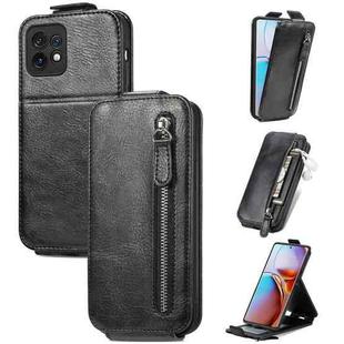 For Motorola Moto X40 Zipper Wallet Vertical Flip Leather Phone Case(Black)
