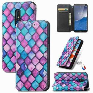 For Nokia C3 CaseNeo Colorful Magnetic Leather Phone Case(Purple Scales)