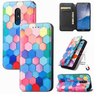 For Nokia C3 CaseNeo Colorful Magnetic Leather Phone Case(Colorful Cube)