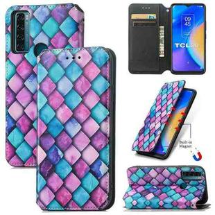 For TCL 20 SE CaseNeo Colorful Magnetic Leather Phone Case(Purple Scales)