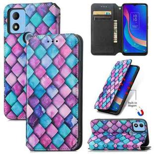 For TCL 305i CaseNeo Colorful Magnetic Leather Phone Case(Purple Scales)