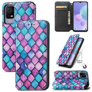 For TCL 405 CaseNeo Colorful Magnetic Leather Phone Case(Purple Scales)