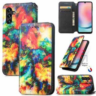 For Samsung Galaxy A24 4G CaseNeo Colorful Magnetic Leather Phone Case(Colorful Cloud)