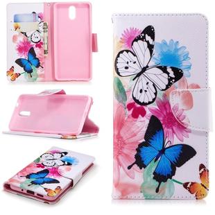 Colored Drawing Pattern Horizontal Flip Leather Case for Nokia 3.1,with Holder & Card Slots & Wallet(Two Butterflies)