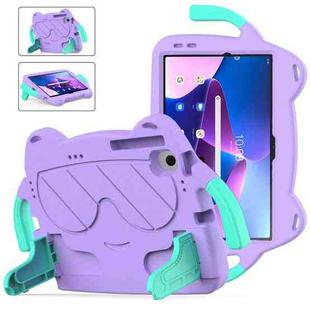 For Lenovo Tab M10 Plus TB-125 2022 Ice Baby EVA Shockproof Hard PC Tablet Case(Light Purple+Mint Green)