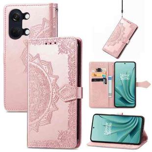 For OnePlus Ace 2v Mandala Flower Embossed Leather Phone Case(Rose Gold)