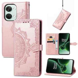 For OnePlus  Nord 3 Mandala Flower Embossed Leather Phone Case(Rose Gold)