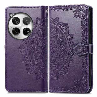 For OnePlus 12 Mandala Flower Embossed Leather Phone Case(Purple)