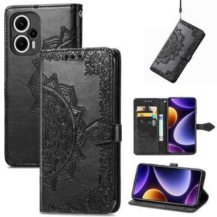 For Xiaomi Poco F5 Mandala Flower Embossed Leather Phone Case(Black)