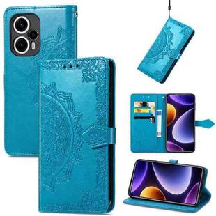 For Xiaomi Poco F5 Mandala Flower Embossed Leather Phone Case(Blue)