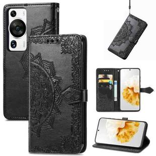 For Huawei P60 Pro Mandala Flower Embossed Leather Phone Case(Black)
