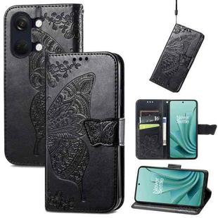 For OnePlus Ace 2V Butterfly Love Flower Embossed Leather Phone Case(Black)