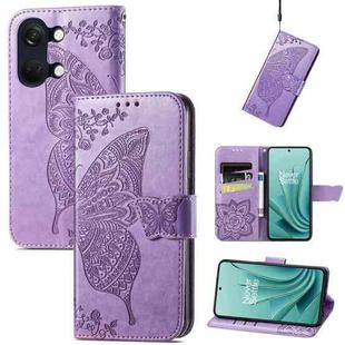 For OnePlus Ace 2V Butterfly Love Flower Embossed Leather Phone Case(Light Purple)