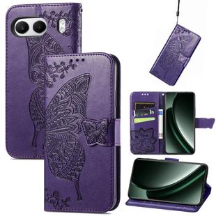 For OnePlus Nord 4 Butterfly Love Flower Embossed Leather Phone Case(Dark Purple)
