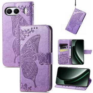 For OnePlus Nord 4 Butterfly Love Flower Embossed Leather Phone Case(Light Purple)