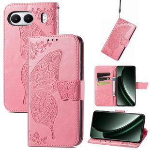 For OnePlus Nord 4 Butterfly Love Flower Embossed Leather Phone Case(Pink)