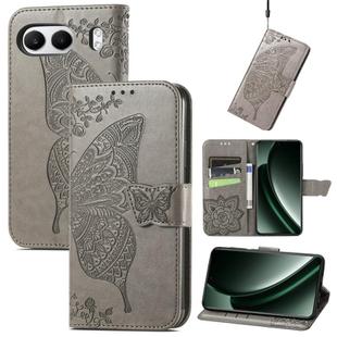 For OnePlus Nord 4 Butterfly Love Flower Embossed Leather Phone Case(Gray)