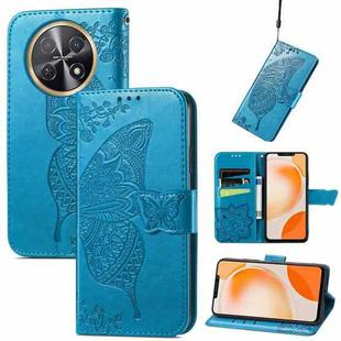 For Huawei Nova Y91 Butterfly Love Flower Embossed Leather Phone Case(Blue)