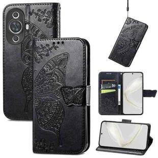 For Huawei Nova 11 Pro Butterfly Love Flower Embossed Leather Phone Case(Black)